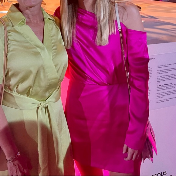 Vibrant Pink Off-Shoulder Dress - Picture 1 of 3